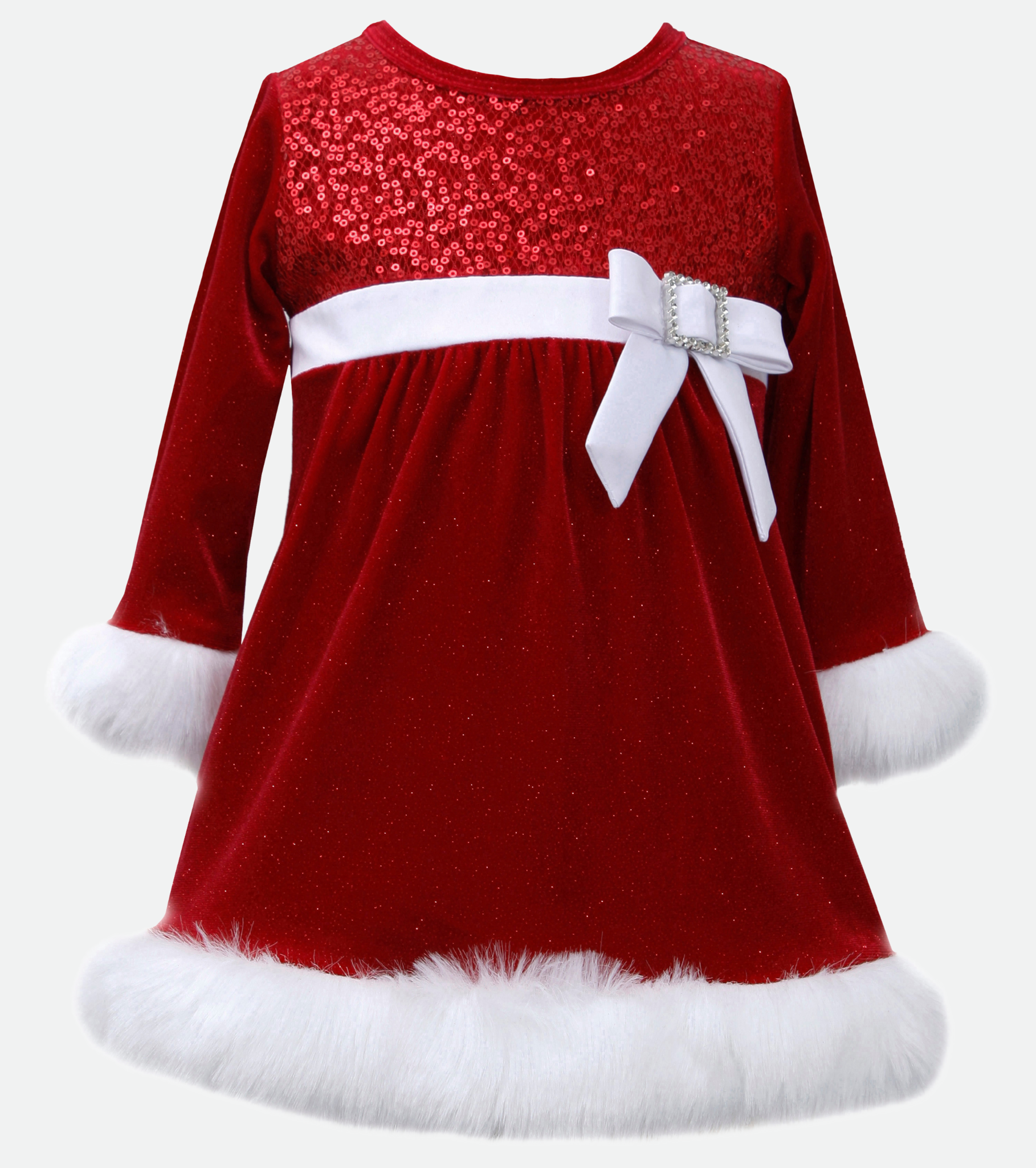 Bonnie Jean Toddler Girls Stretch Santa Sequin Dress Red 2T