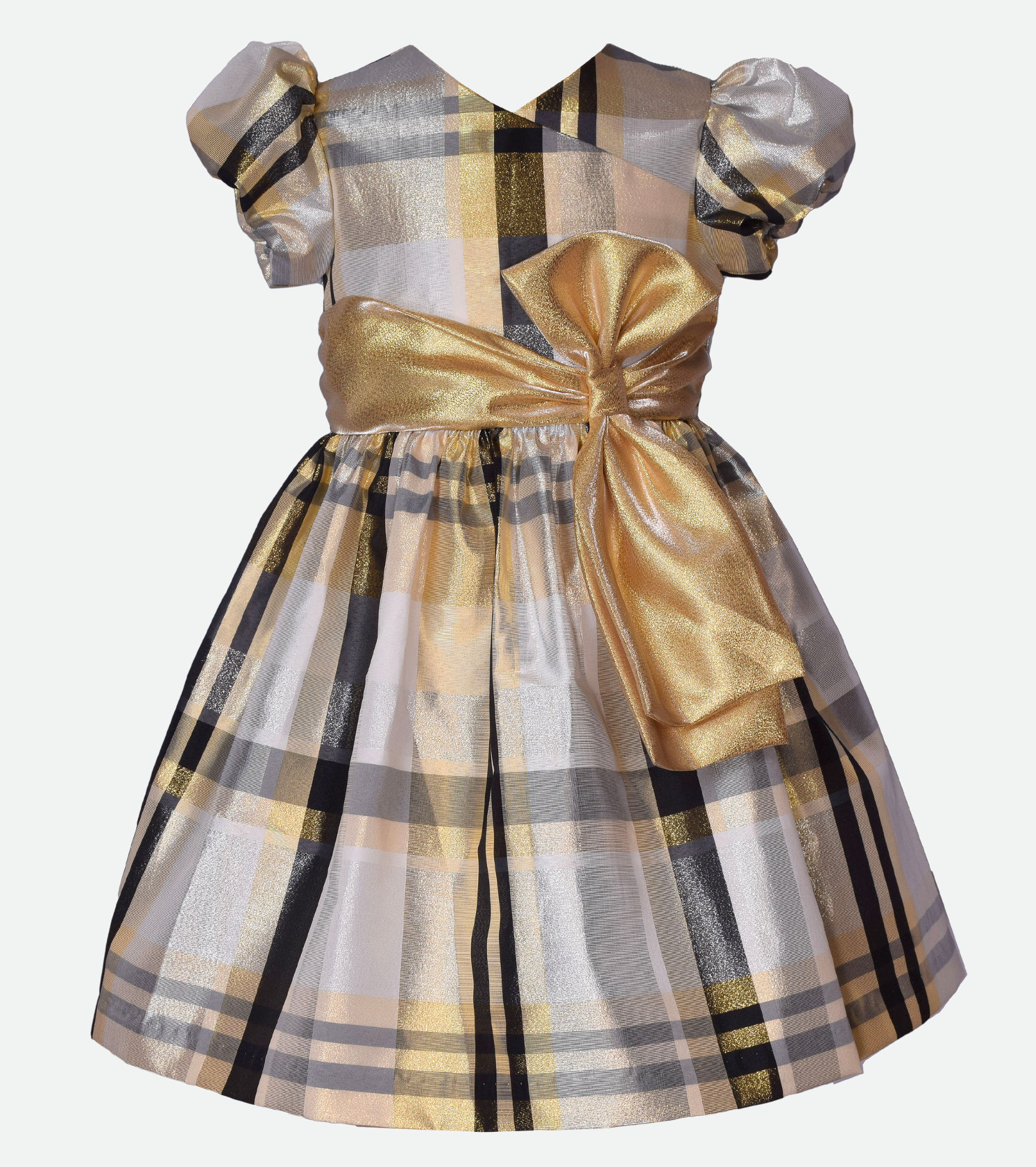 Bonnie jean metallic plaid dress hotsell