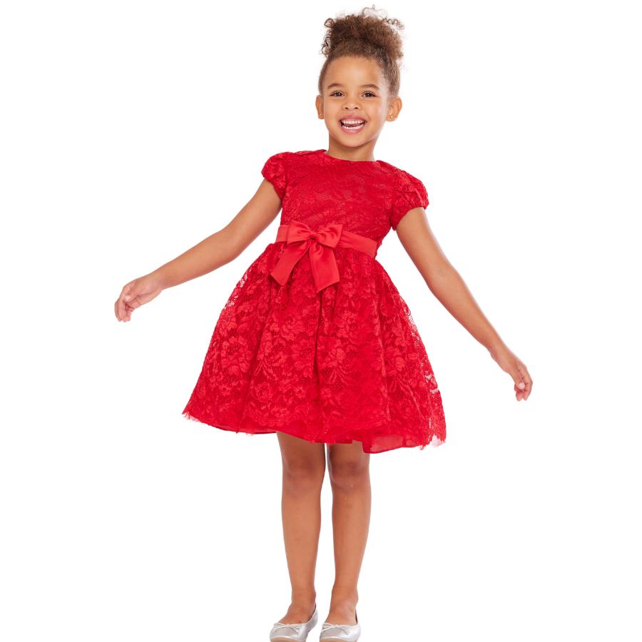 Scarlet Red Flower Girl Dresses | Lace Dresses at Sara Dresses