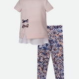 White knit top and floral legging set for girls back to school outfit set for girls