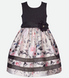 Black and white floral party dress for little girl