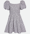 Grey smocked floral sundress for girls sundress with puff sleeves