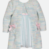 Baby Girl Easter Coat and Dress Outfit in Baby Blue Boucle and ballerina dress