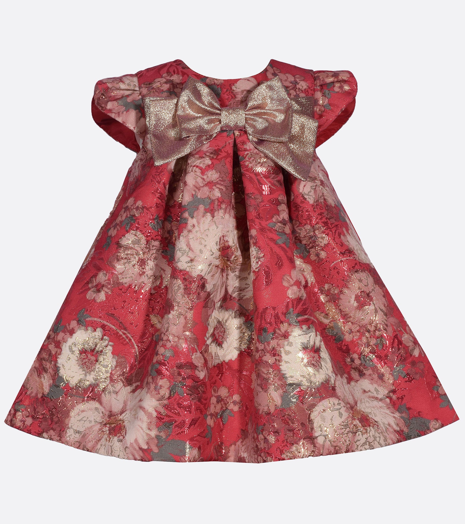 Party dress for baby girl Christmas dress Red floral trapeze 