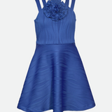 Party dresses for girls skater dress for tweens in blue with rosette