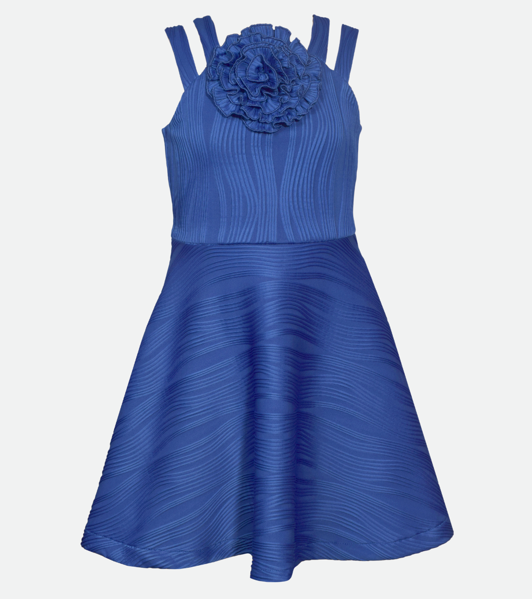 Party dresses for girls skater dress for tweens in blue with rosette