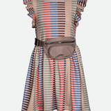 Tan striped knit dress with matching bag set for girls back to school dress for tweens