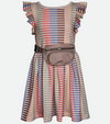 Tan striped knit dress with matching bag set for girls back to school dress for tweens