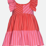 Pink striped sundress for little girls