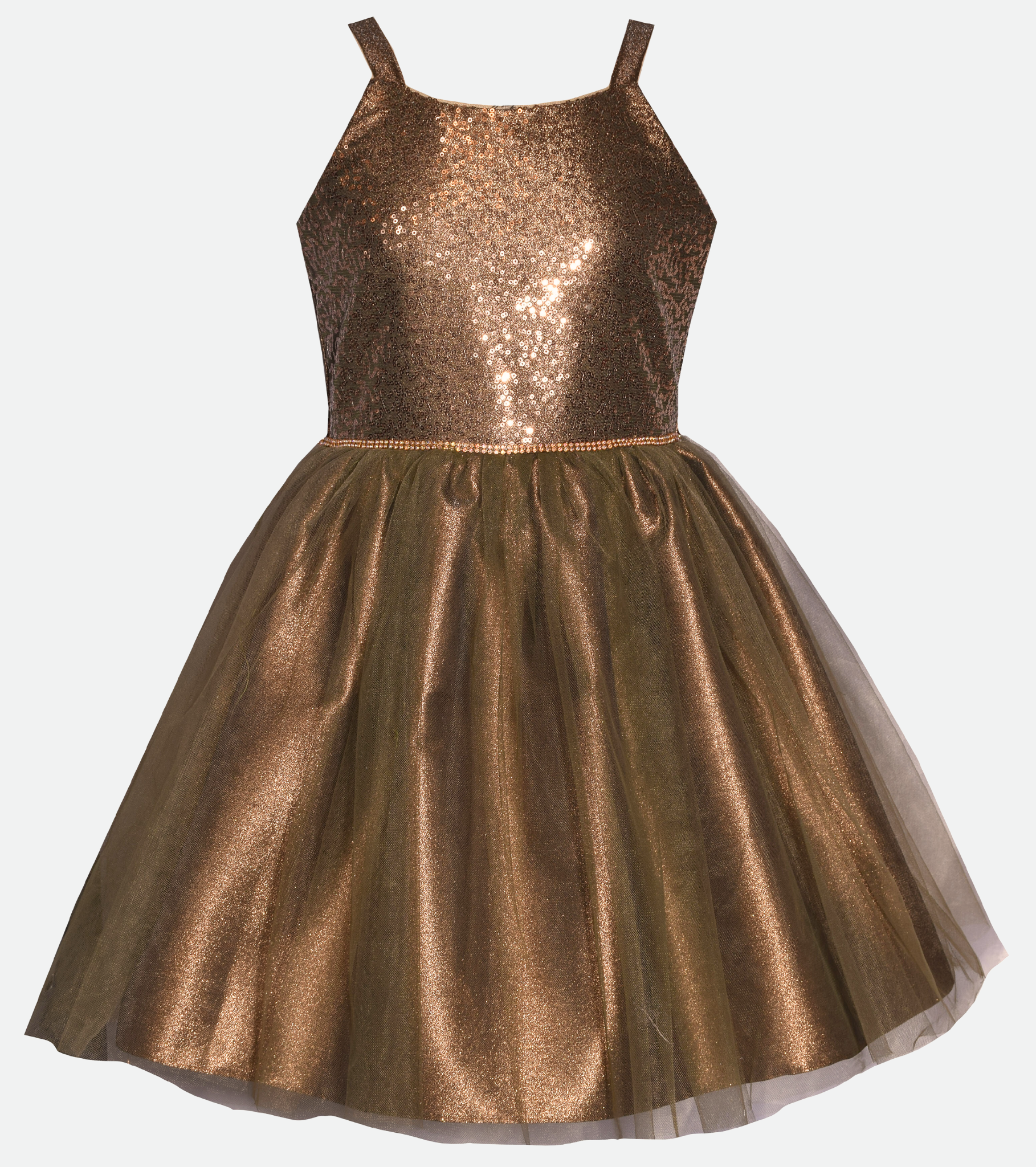 Tween girls party dress with gold sequins and ballerina skirt 