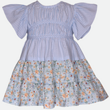 blue floral sundress for little girl mixed print