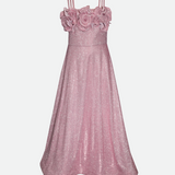 Ball gown for girls in pink sparkle knit 