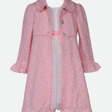 Girls Easter Outfits with white dress and Pink Coat  Set