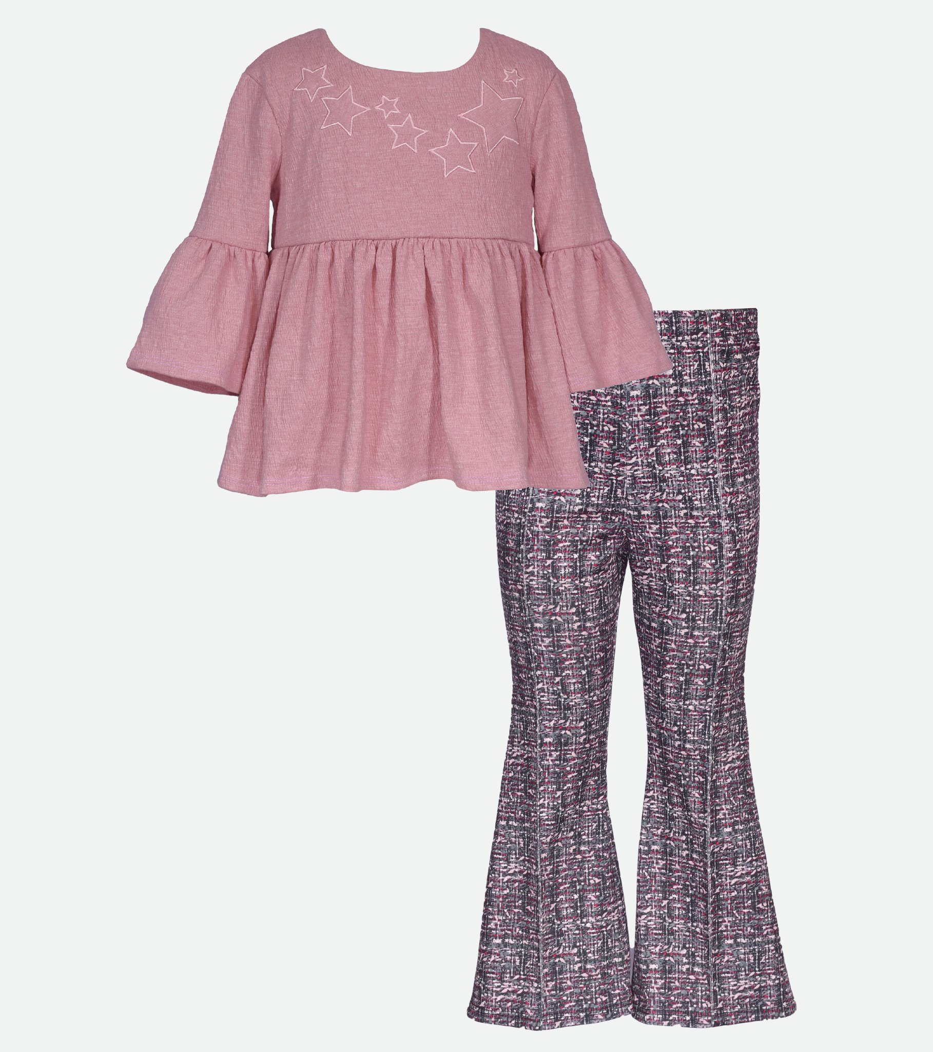 Pink outfit set for girls with flared pants