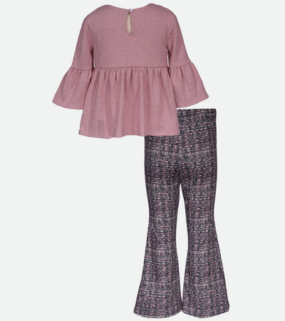 Pink outfit set for girls with flared pants