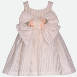 White party dress for baby girl with flower trim 