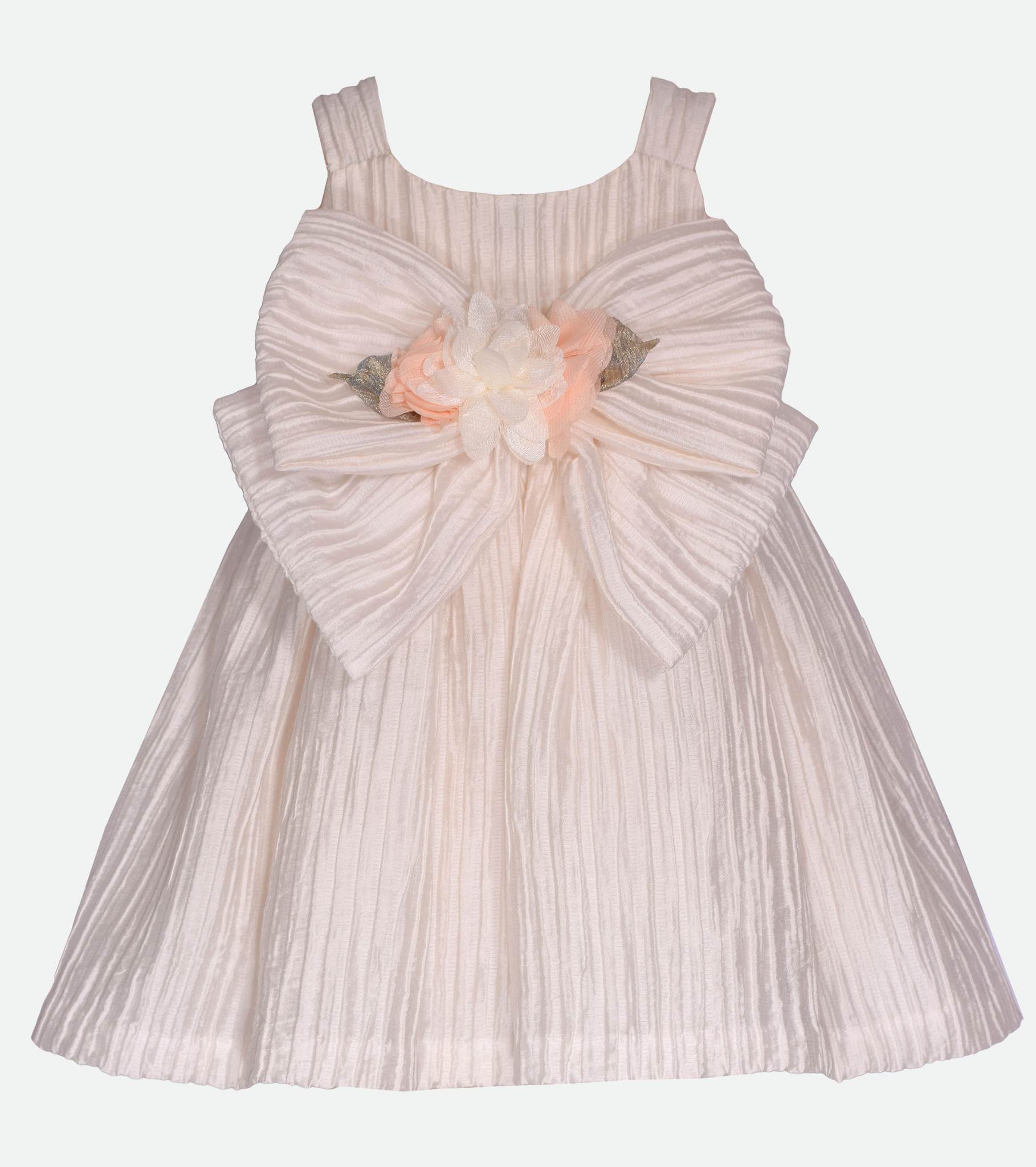 White party dress for baby girl with flower trim 