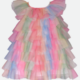 Rainbow ruffle party dress for baby girl 