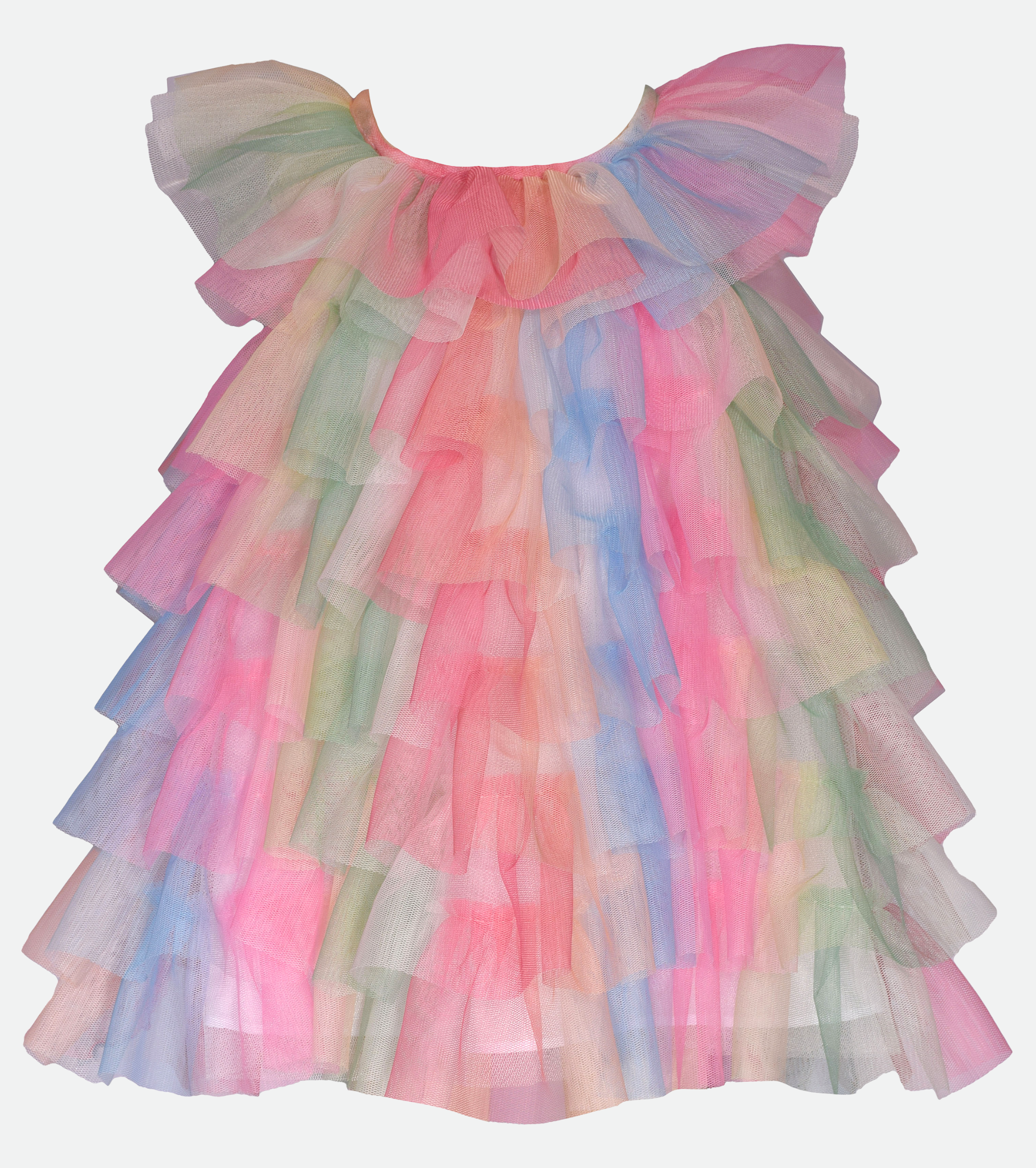 Rainbow ruffle party dress for baby girl 