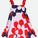 Red white and blue floral dress for girls memorial day sundress for little girl