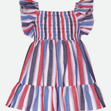 Red white and blue striped dress for little girl americana 