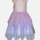 Short sleeve sequin fairy party dress for girls