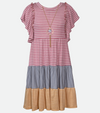 Knit Mixed Stripe Dress for girls with matching necklace