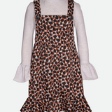 Tween girls cheetah print jumper dress and sweater set