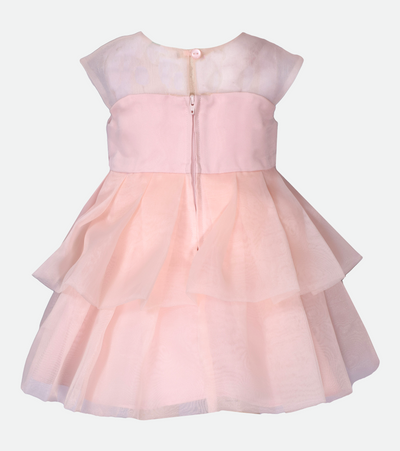 Pink organza party dress for baby girl 