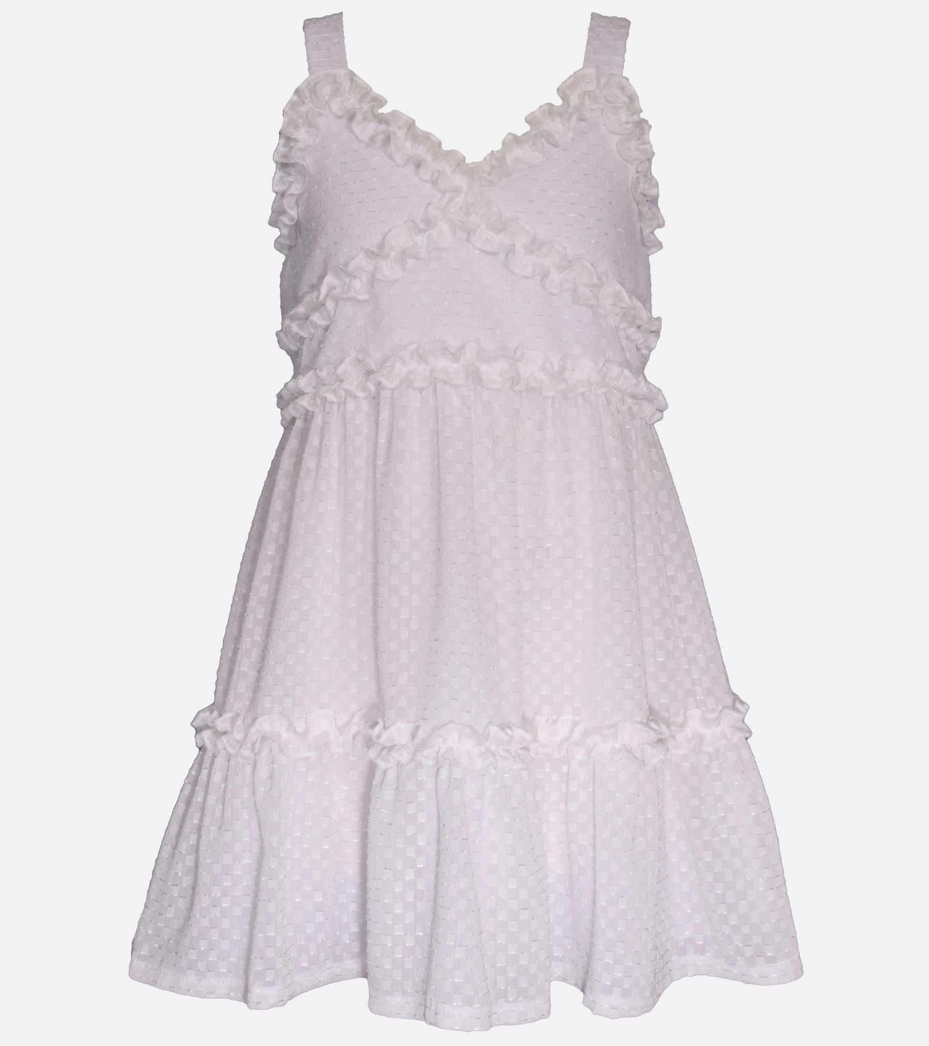 White dress for tween girls sundress with ruffles 