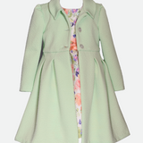 Matching sister Easter Outfit For Girls with Coat and dress set in green floral