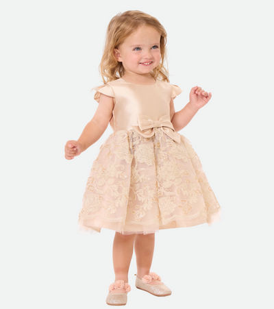 Gold lace party dress for baby girl