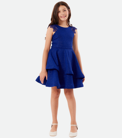 Blue sparkle holiday party dress for girls