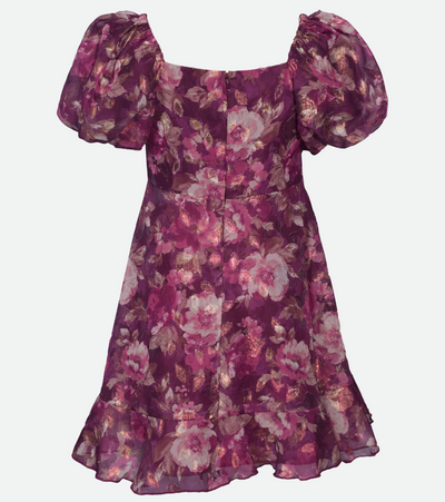 purple floral chiffon wrap dress for tween girls