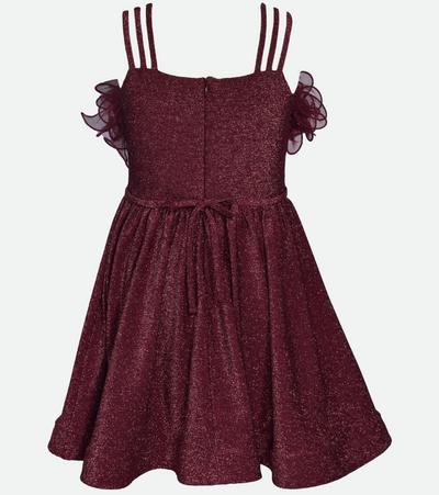 Little Girls Party Dress sparkle knit maroon dress