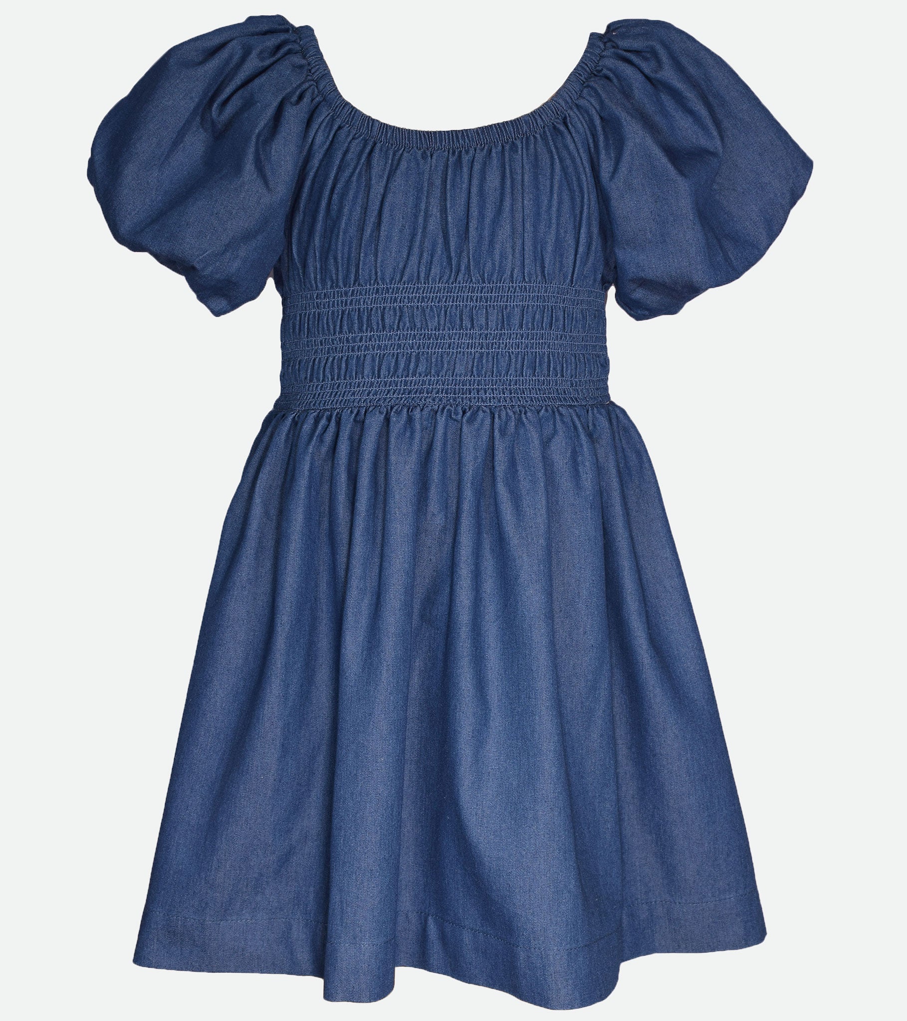 Tween Girls Frist Day of School Outfit Smocked Denim Dress