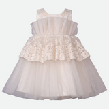 White peplum lace party dress for baby girl