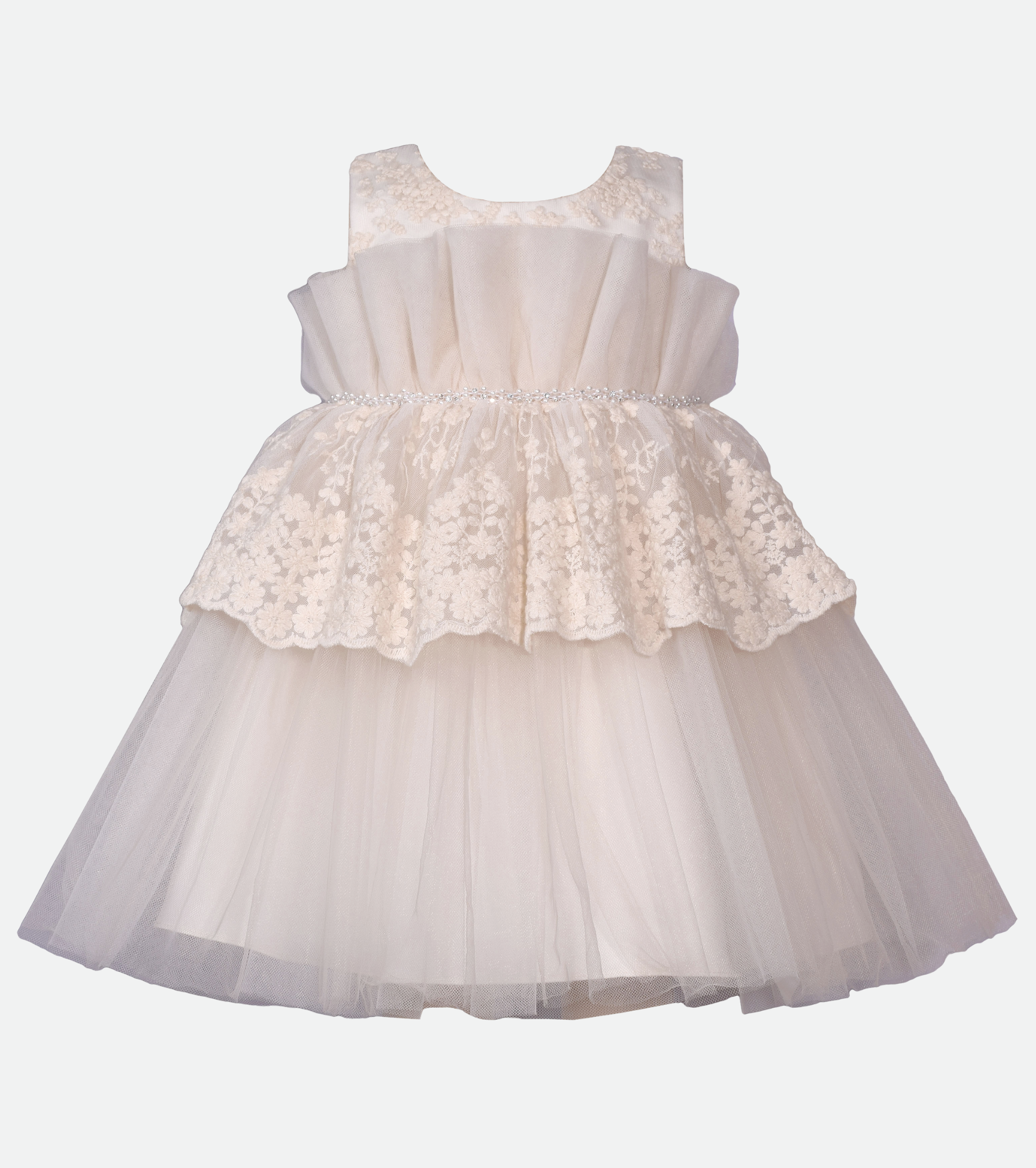 White peplum lace party dress for baby girl