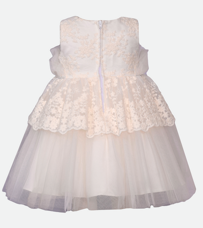 White peplum lace party dress for baby girl