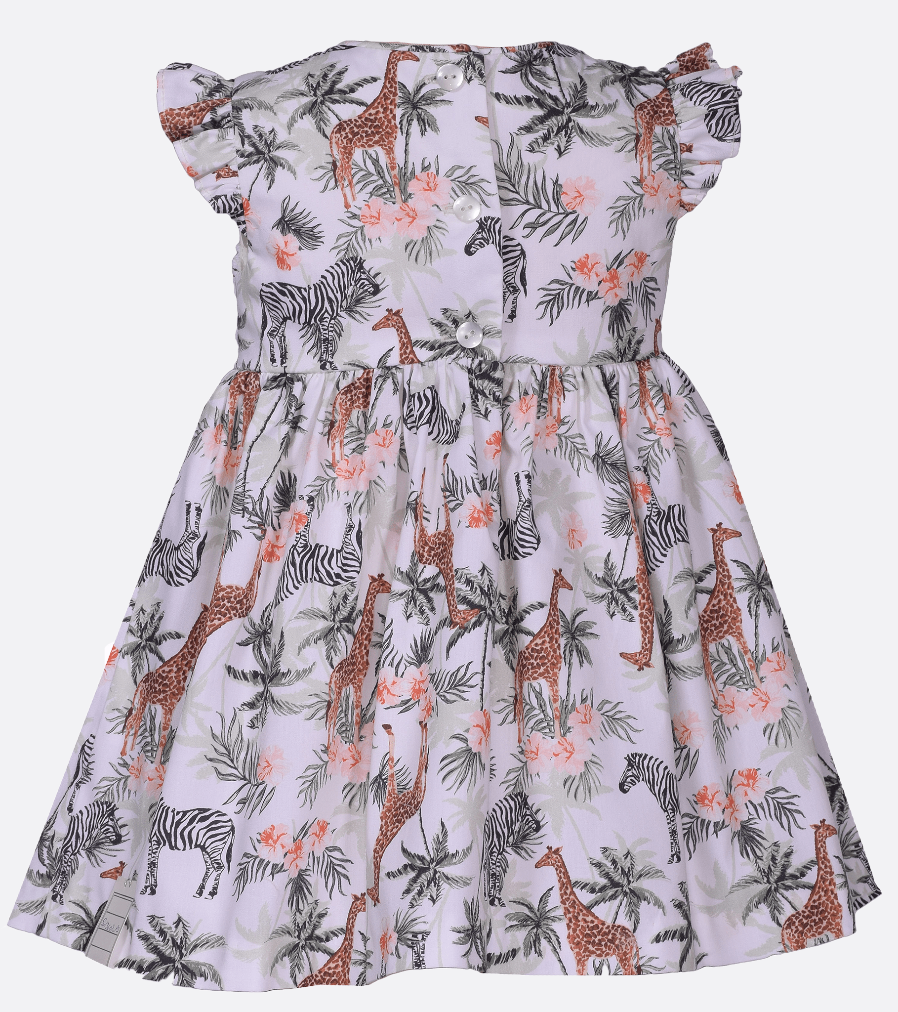 Fawn Floral Print Baby Frock With Jacket - Sheetal Collection